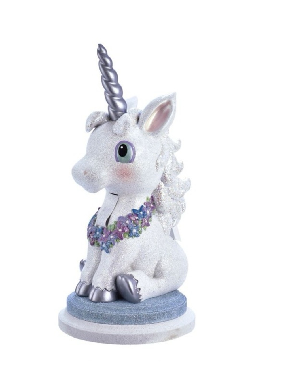 Kurt Adler Nutcracker Unicorn Hollywood Collection White Silver Glitter 16.5"